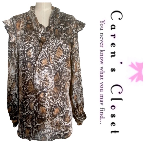 Zara Snake Print Blouse - Brown and Black - Picture 6 of 9